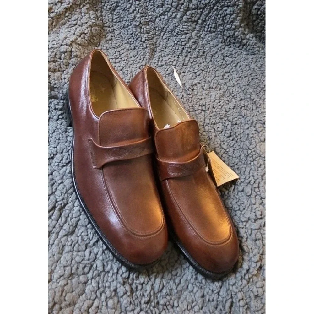 Men's Wildman Brown Leather Loafers Slip On Shoes Size 12‎ Made in USA NWT**